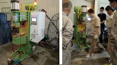 煙臺某客戶安裝焊本風力發電機中頻點焊機