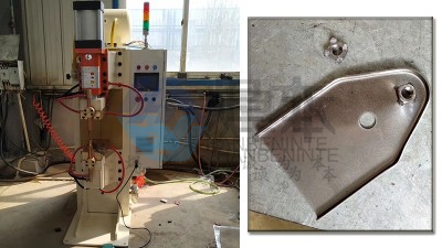 焊本為濰坊某汽車配件公司調(diào)試中頻點(diǎn)焊機(jī)